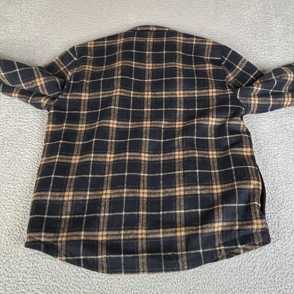 Carbon2Cobalt Jacket Mens XL Blue Tan Plaid Sherpa Lined Snap Shirt Shacket - Picture 5 of 9